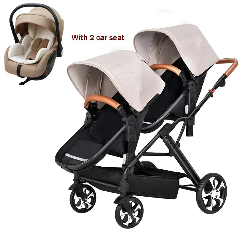 Twin stroller 3in1 with car seat trolley baby carriage Double Baby stroller for two children Foldable Lightweight