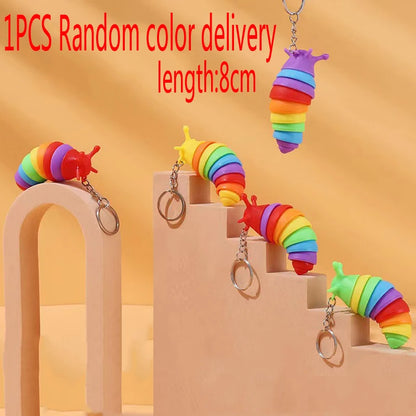 3D Slug Fidget Toy Colorful Slug Snail Flexible All Ages Relief Anti-Anxiety Sensory Toys for Children
