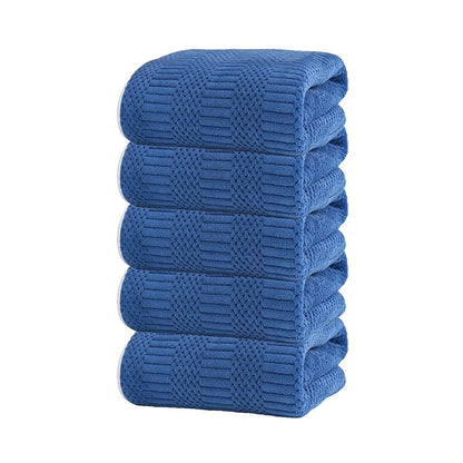 5pcs Lucky Grid Towels Set, Microfiber Soft Highly Absorbent, Quick-Dry for Travel, Hotel, Swimming & Daily Use
