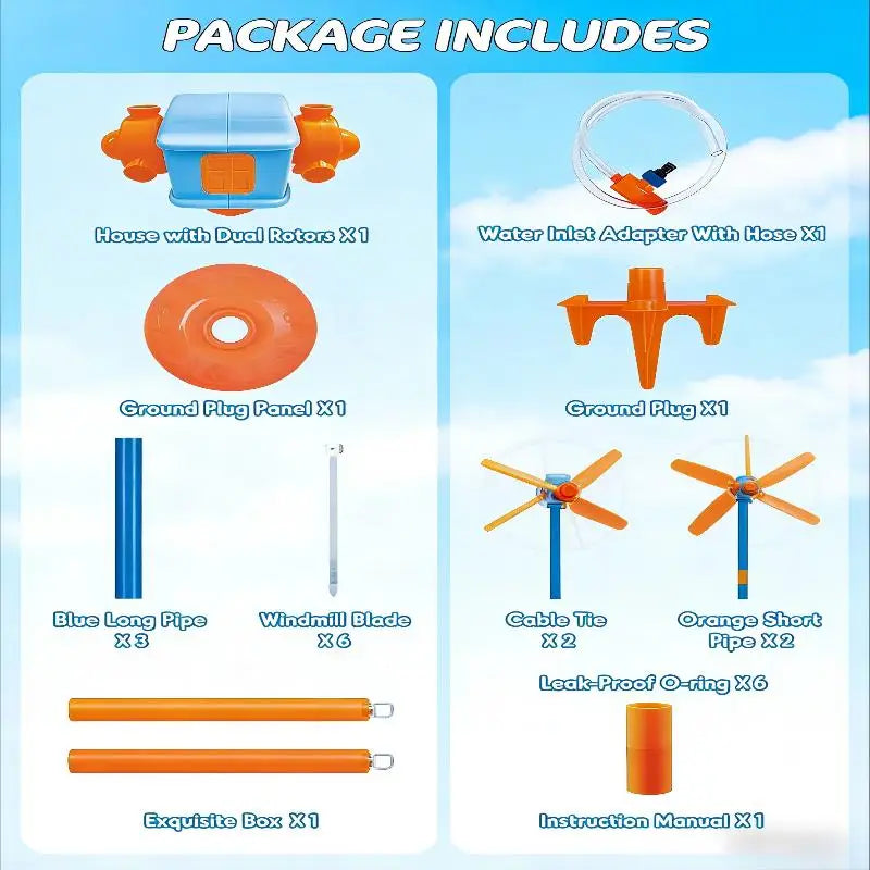Windmill Water Sprinkler 360° Spinning Splash Water Upgraded Double Sided With 6 Blades