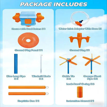 Windmill Water Sprinkler 360° Spinning Splash Water Upgraded Double Sided With 6 Blades