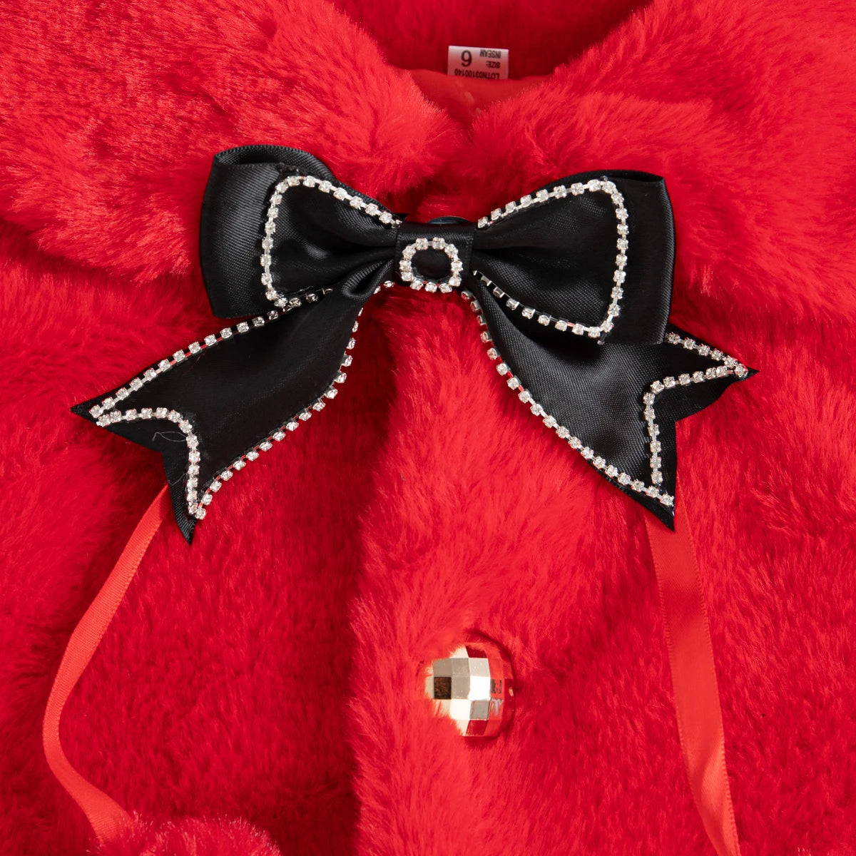 Winter Clothes Bow Solid Color Lapel Fleece-Lined Baby Girl