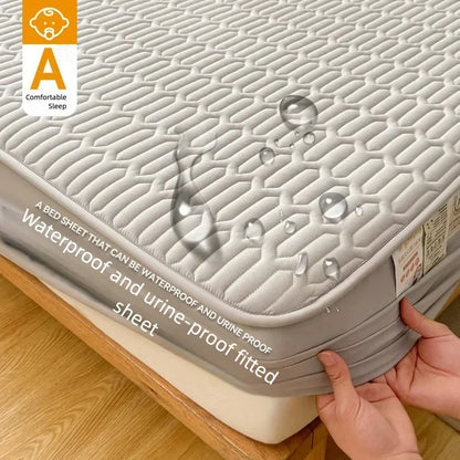 Fitted bed Sheet Waterproof Quilted Mattress Protector Breathable Mattress Cover Anti-mite Anti-bacterial No Pillowcase