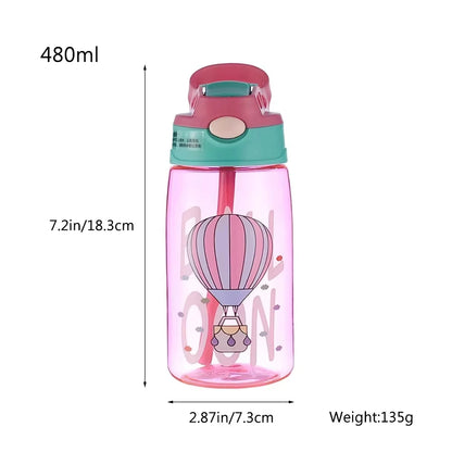 480Ml Children's Straw Cup Water Bottle Creative Cartoon Cup Anti Spill