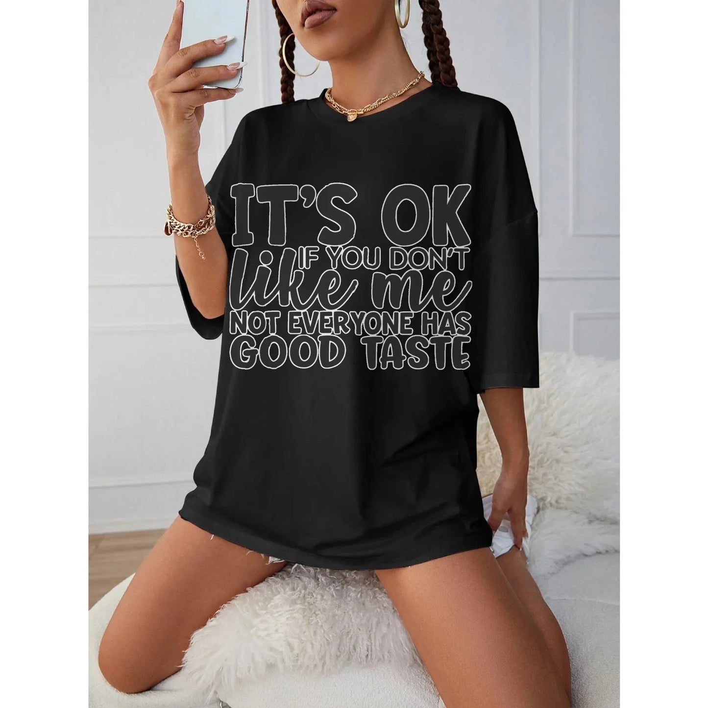It's Ok If You Don't Like Me Not Women's Trendy Black Maternity T-Shirt Loose Fit