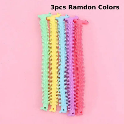3pcs Stretchy String Fidget Toys Colorful Long Noodle Stretch Toys Worm Caterpillar Toy Sensory Toys for Kids Toddler Autism