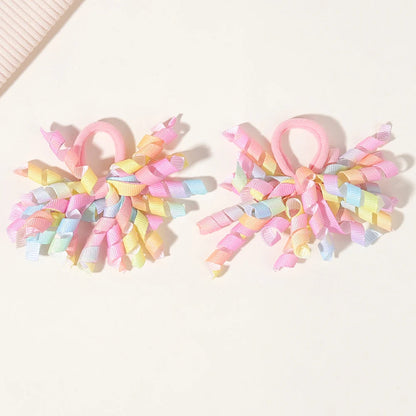 6Pcs Trendy Firework Hair Ties Rainbow Curly