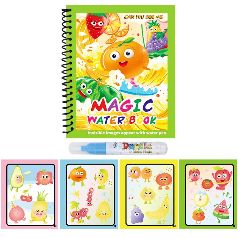 1pcs Kids Graffiti Picture Book with Refillable Water Pen Magic Water Painting Sensory Early Education Puzzle Drawing Toy