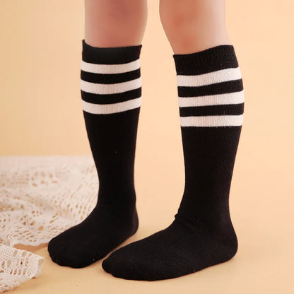 Boys Sports Sock Striped Children Cotton Socks Knee High Breathable Baby Stocking Kids School Uniform 0-7Years
