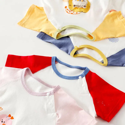 3M-2T Summer Baby Short Sleeve Romper Cute Animal Applique Bodysuit for Toddler Girls Cotton Soft Boys One Piece Clothes
