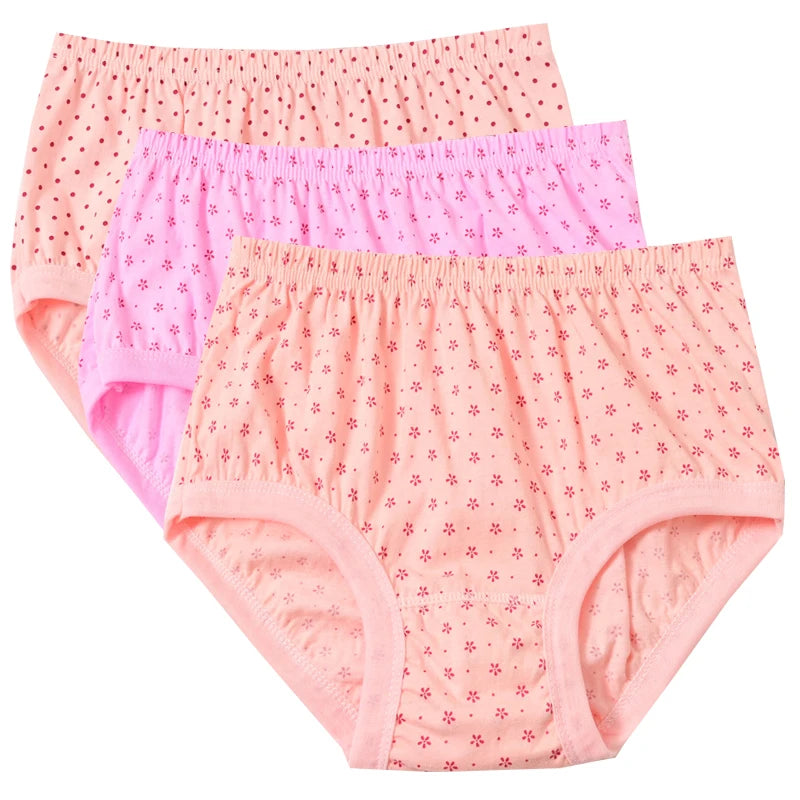 3pcs Pure Cotton Women Panties Large Size High Waist Underwear Plus Size Female