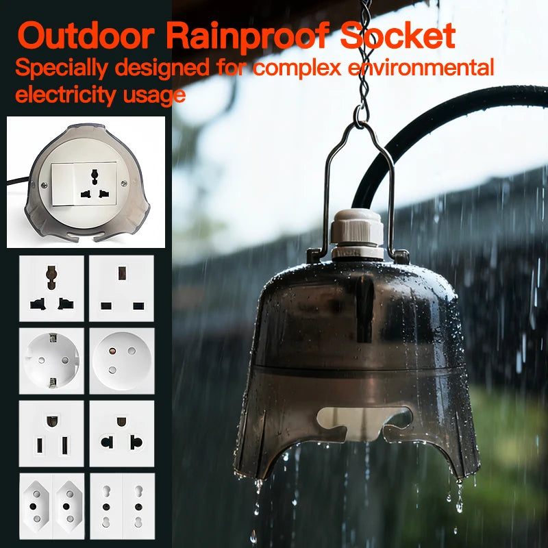 Outdoor Waterproof Electrical Socket, Rainproof Weatherproof Power Outlet, Durable Protective Cover for Garden/Patio/Outdoor Use