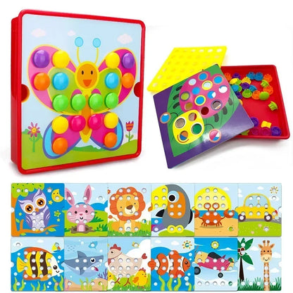 3D Mushroom Nail Puzzle Jigsaw Toys Baby Toys Cartoon Animal Puzzles Games Kids Early Educational Toys