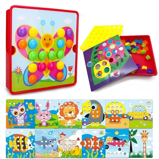 3D Mushroom Nail Puzzle Jigsaw Toys Baby Toys Cartoon Animal Puzzles Games Kids Early Educational Toys