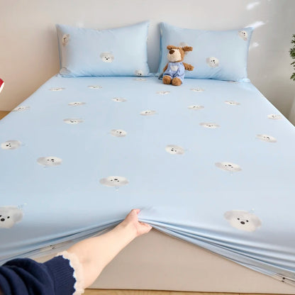 Ice Silk Bed Sheet Set Summer Breathable Cooling Fitted Sheet Pillowcase Cool Feel Single Double Mattress Cover,Can Custom Sizes