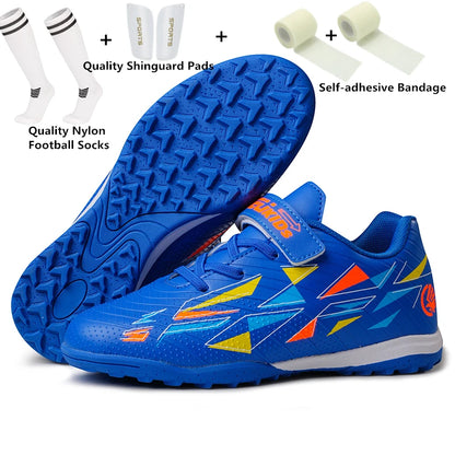 Professional Kids' Soccer Shoes Size 29-39 with Velcro Strap Breathable Durable Sports Footwear for Children