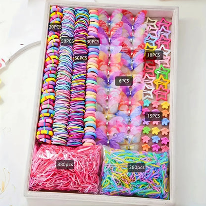 941 sets of colorful and cute outfits for girls | Includes various clips, hair ties, flowers, and double-layered bow headpieces
