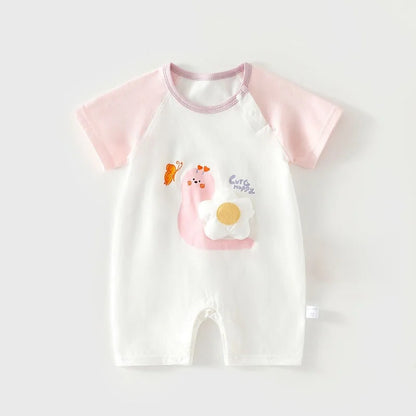 3M-2T Summer Baby Short Sleeve Romper Cute Animal Applique Bodysuit for Toddler Girls Cotton Soft Boys One Piece Clothes