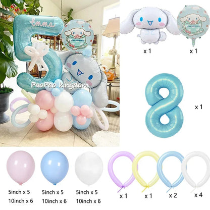 1 Set Cinnamoroll Foil Balloons for Birthday Party Decorations Baby Shower  Kids  Birthday Gift Macaron Latex Balloons Set