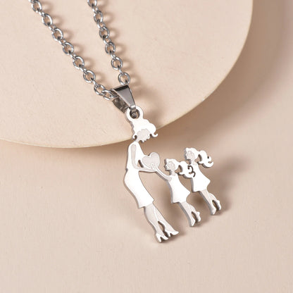 Family Love Son Daughter Necklaces Stainless Steel Multiples Childs Pendant Boys Girls Mothers Love Gifts For Mom Jewelry