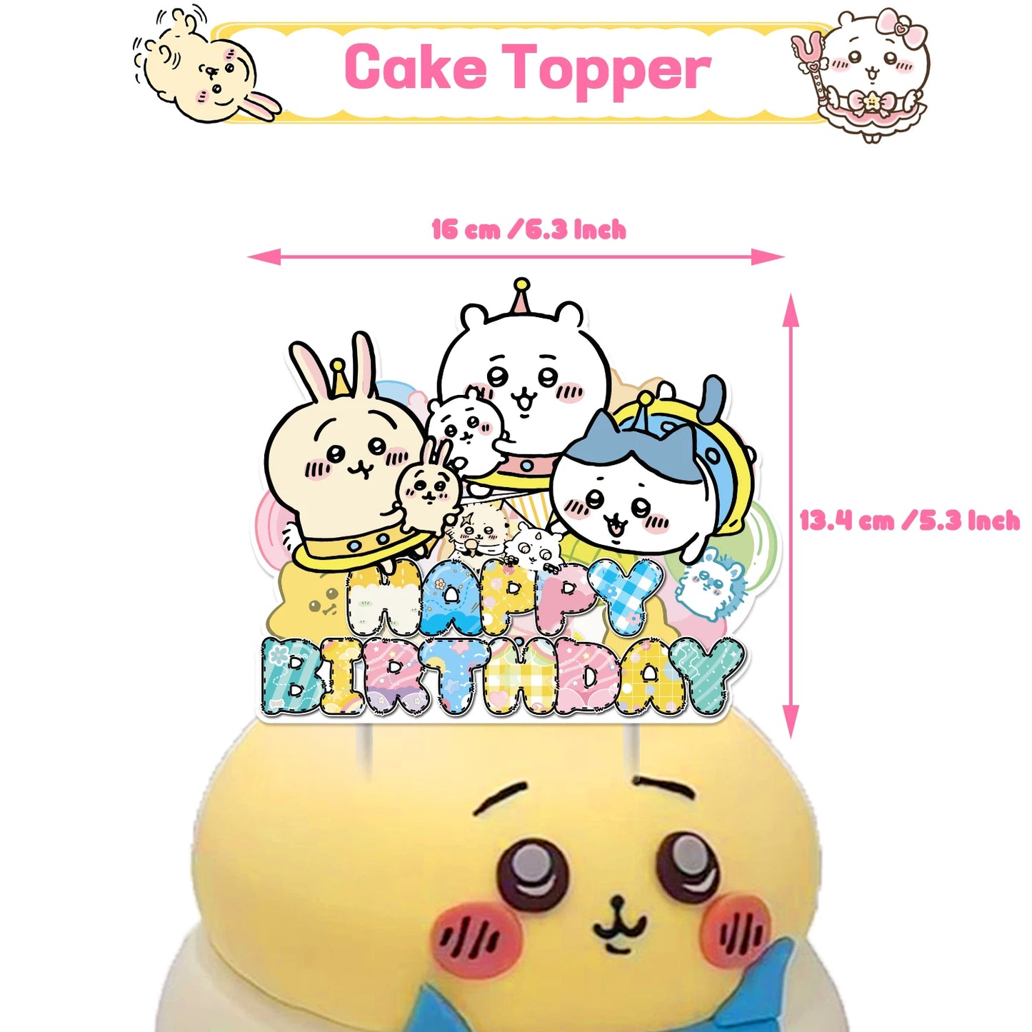 Cartoon Chiikawa Hachiware Usagi Birthday Party Decoration Background Balloon Set Cake Topper Backdrop Baby Shower Kid Gift Prop
