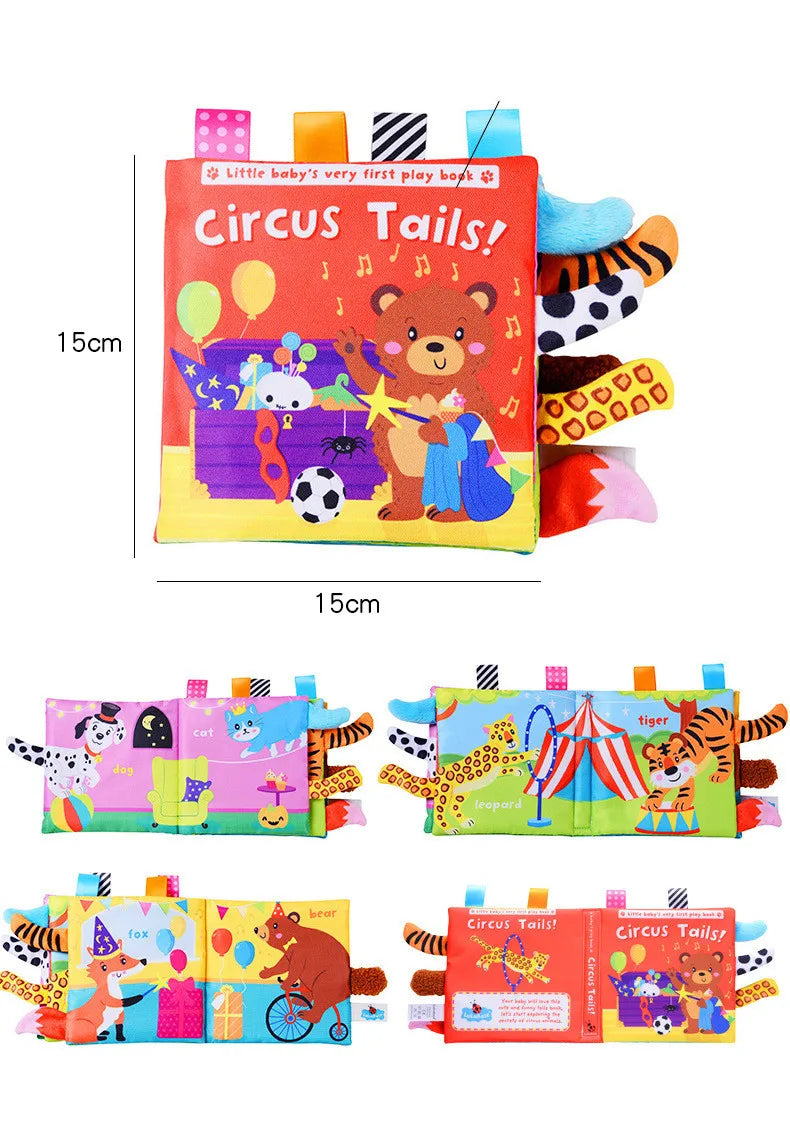 Animal Tail Cloth Book Tear Can Bite Pop-up Book Educational Enlightenment Early Education Infant Cognitive Toys 0-3 Years Old