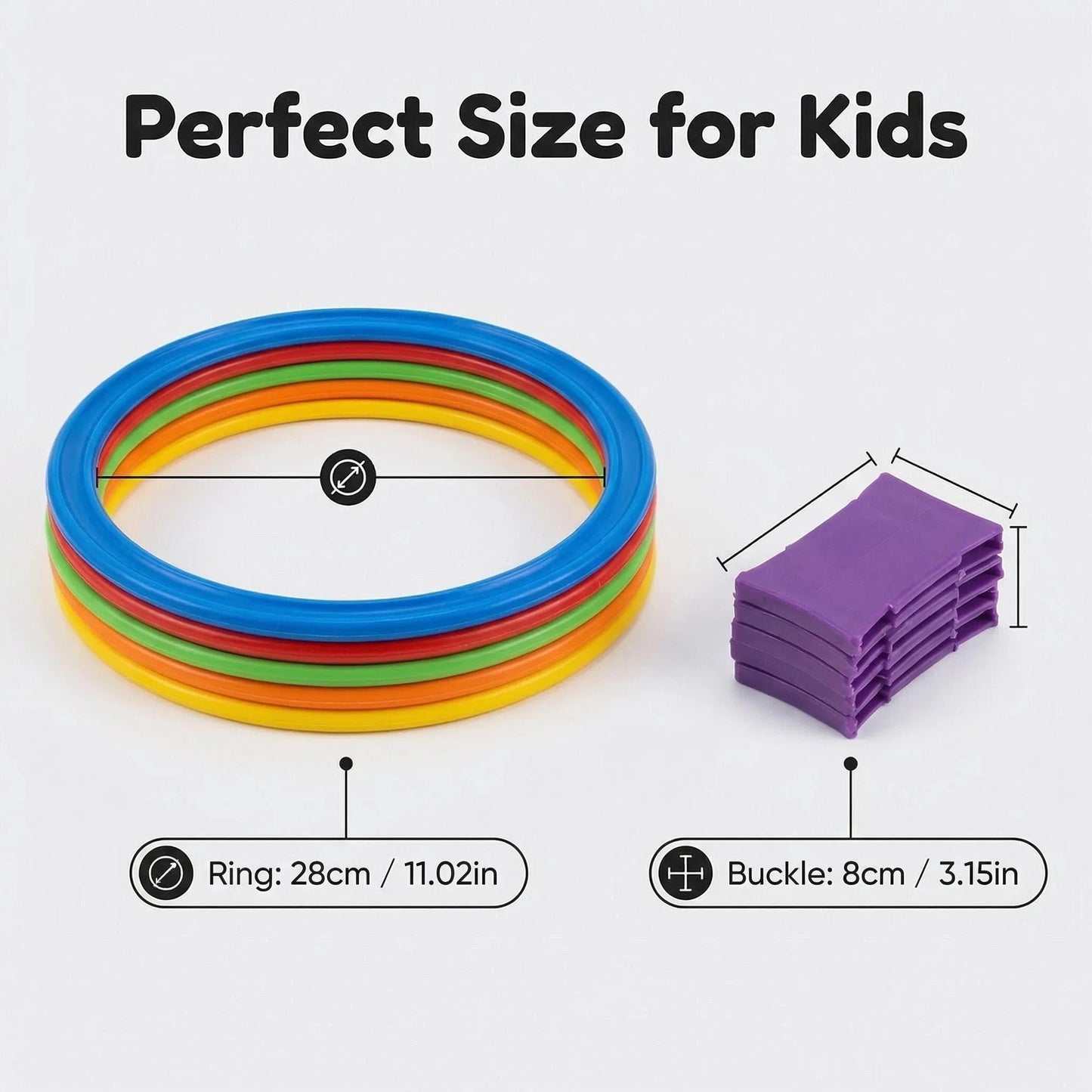 10 Hoops 10 Connectors Lattice Jump Ring Game Set Outdoor Football Physical Training Sport Toys for Park Play Boys Girls