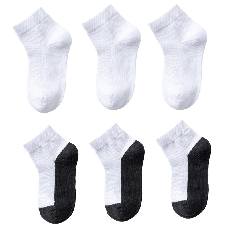 6 Pairs Cotton Kids Boys Girls Socks Childrens Babys Toddlers Sport Socks School Students Spring Autumn Soft Fashion Short Socks