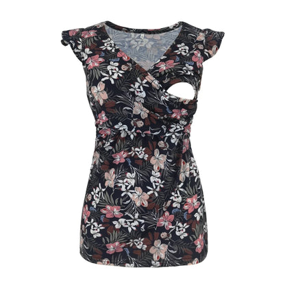 Maternity Clothes For Women Breastfeeding Clothing Short Sleeve T-Shirt Striped V-Neck Pregnant Women's Nursing Tops