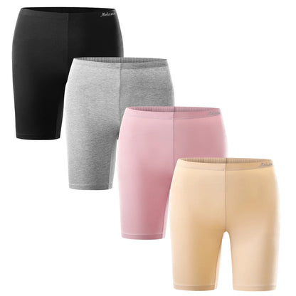 4PCS Women's Cotton Panties Biker Shorts Boxer Briefs Ladies Anti Chafing