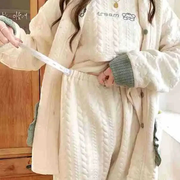Maternity Clothing Set Cotton Postpartum Nursing Three-Piece Set Pregnancy Sleepwear Winter Maternity Outerwear