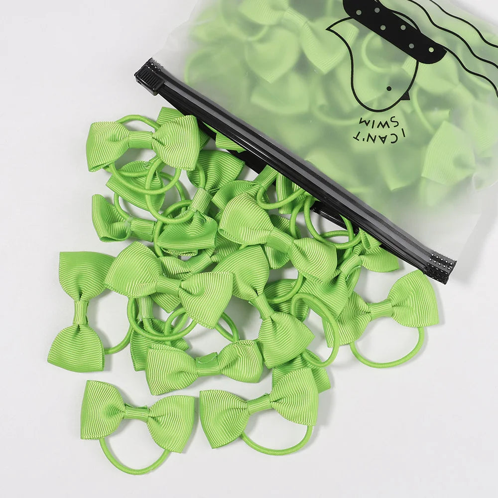 5/10/20Pcs/Lot Baby Bows Ribbon Hair Rubber for Girls Ties Elastic Hairbands Infants Pigtail Holders Hair Accessories Wholesale
