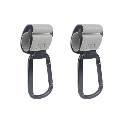 1/2pcs Baby Stroller Hooks Clips PU Leather Rotatable Cart Organizer Pram Hook Pram Rotate 360 Degree Stroller Accessories