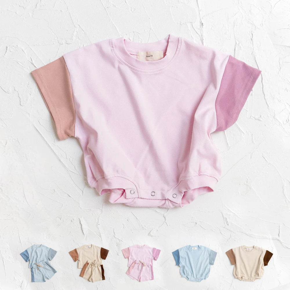 Summer Baby Romper, Oversized Unisex Cotton Short Sleeve Bodysuit for Newborns