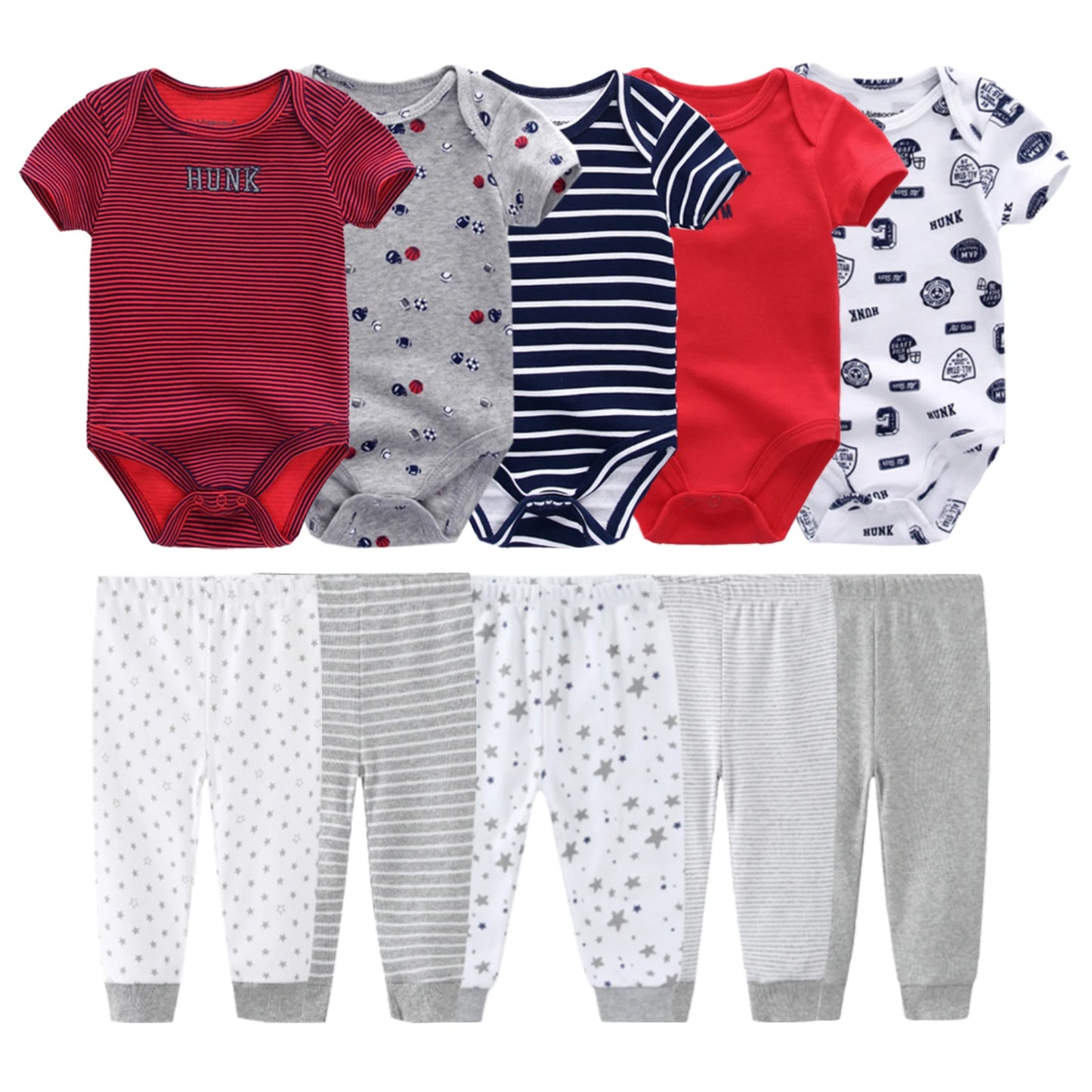 10Pcs Cartoon 100%Cotton Baby Girl & boy Clothes 0-12M Baby Clothes Sets Sleeveless