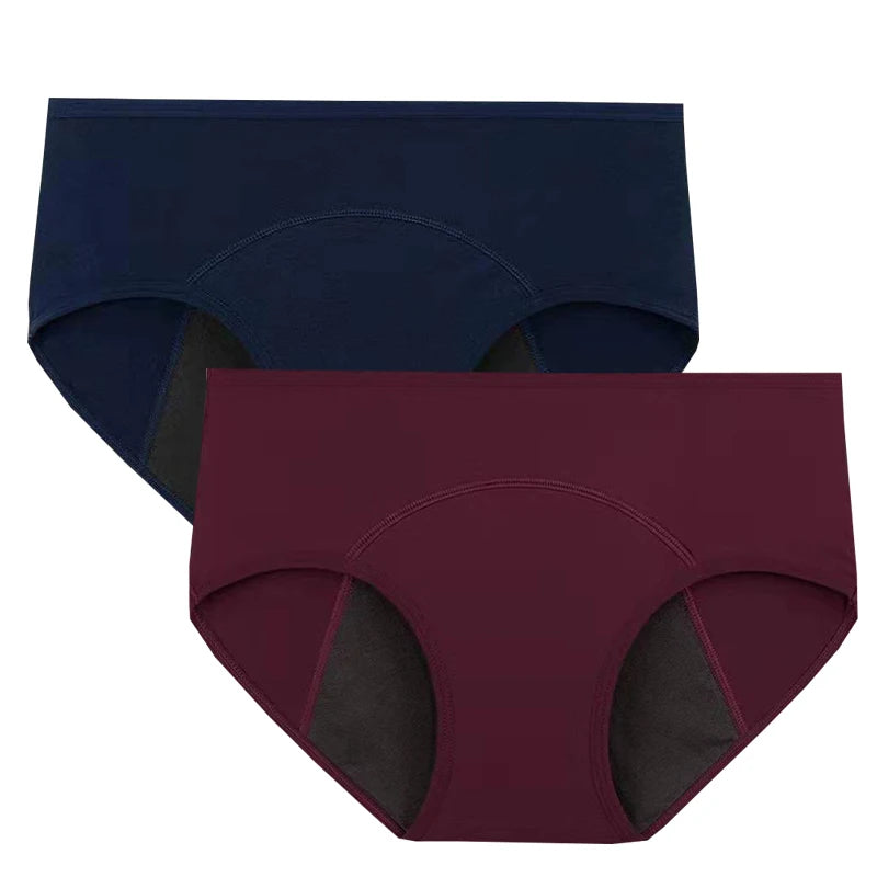 2pcs Woman Menstrual Panties Breathable Large Size Female Cotton Brief Low Waist Postpartum