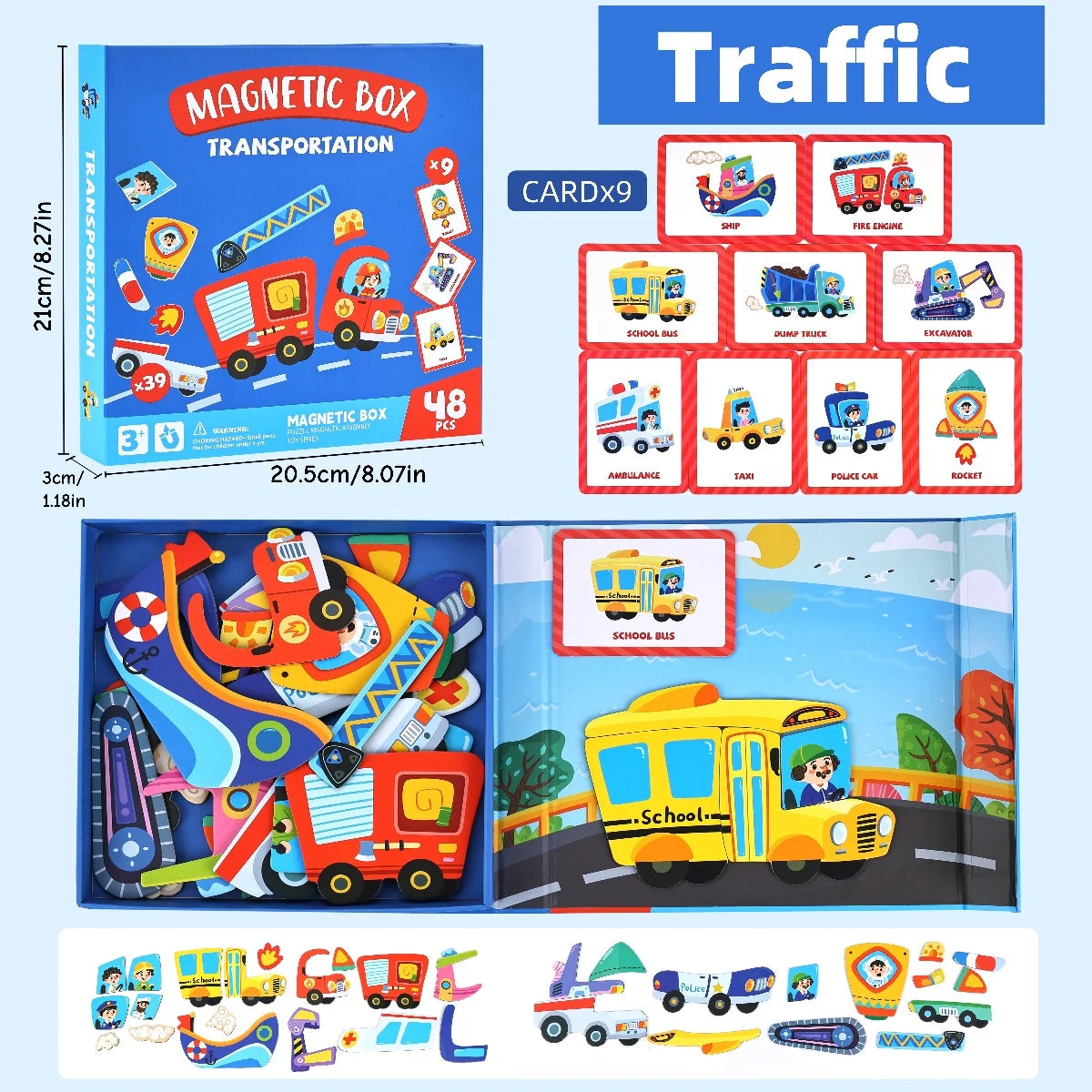 Magnetic Dress-Up Puzzle Toy, Educational Travel Game with Character and Scene Sets for Kids Ages 3–6