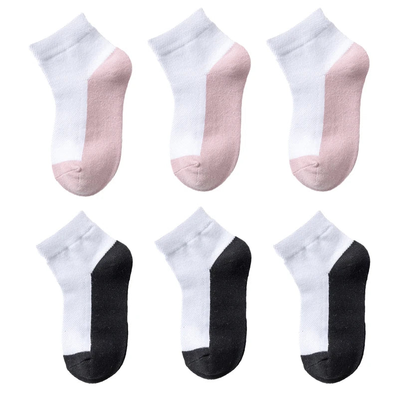 6 Pairs Cotton Kids Boys Girls Socks Childrens Babys Toddlers Sport Socks School Students Spring Autumn Soft Fashion Short Socks