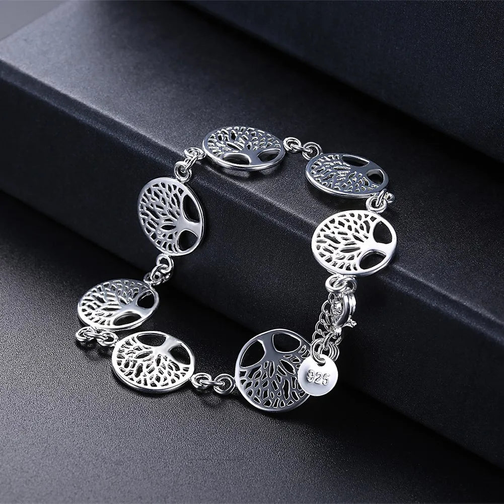 Fine Custom Jewelry Sets 925 Sterling Silver Pretty Tree of LifetNecklaces Bracelet for Women Fashion Party Wedding Gift