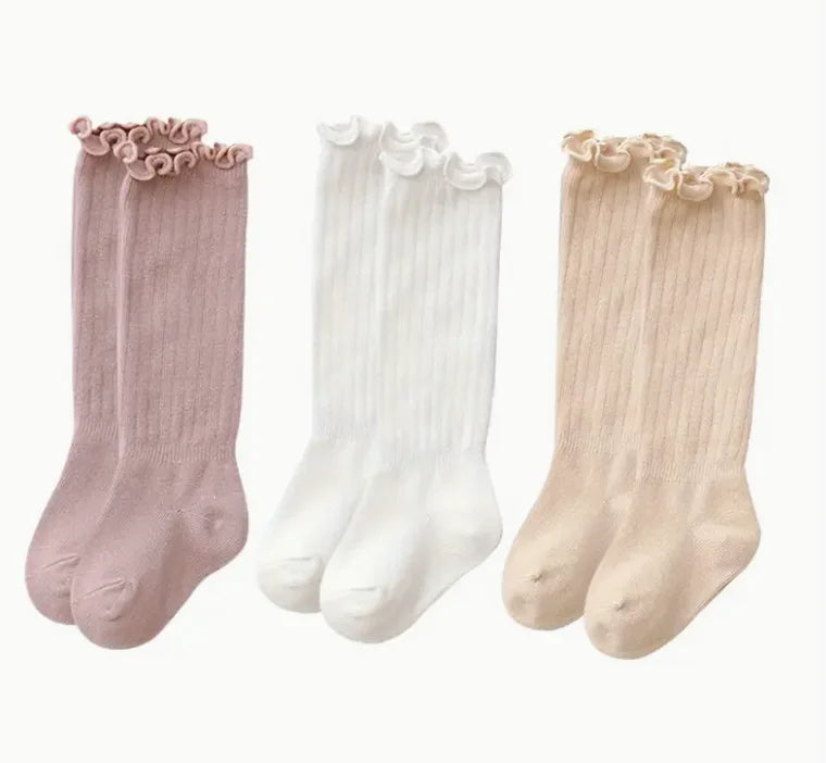 Baby & Toddler Knee-High Socks -Ribbed Texture Soft Stretchy All-Season Warmth, Elastic Cuff for Secure Fit Baby Leg Warmers