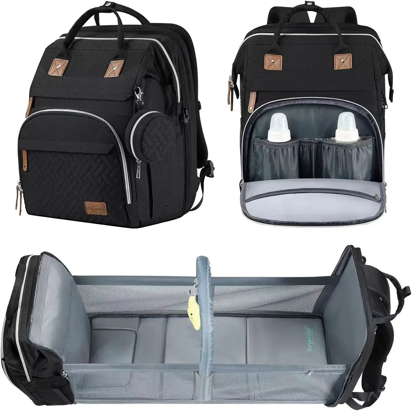 Multifunctional Diaper Backpack Changing Bag Large Capacity Folding Crib Nursing Mommy Bag for Travel