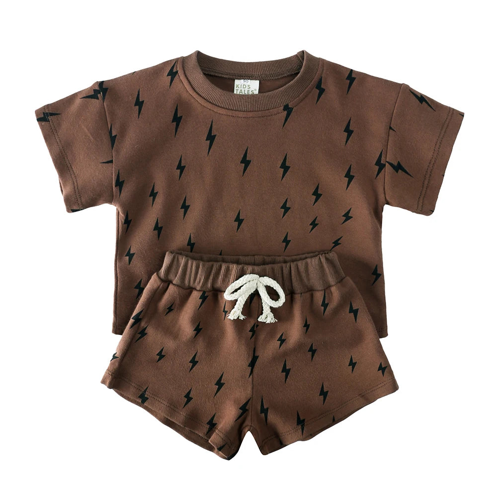 Kids Clothing Sets Children Clothes Set Girls & Boys Full Print Short Sets 100% Cotton Toddler Summer