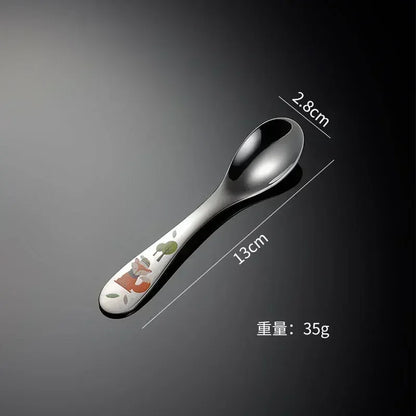 Tableware Set Food Training Spoon Dessert Spoon for Children Feeding Spoon Fork Baby Gadgets Children's Cutlery for Kids