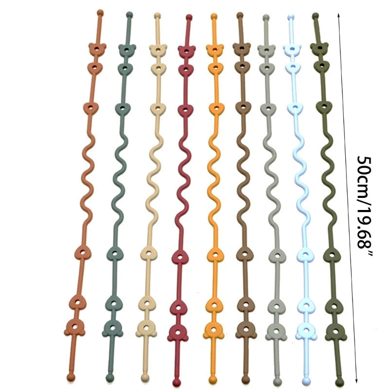 Baby Pacifier Chain with Safety Straps Silicone Holder Stroller & Highchair Accessory Drinking Cup Holder Strap