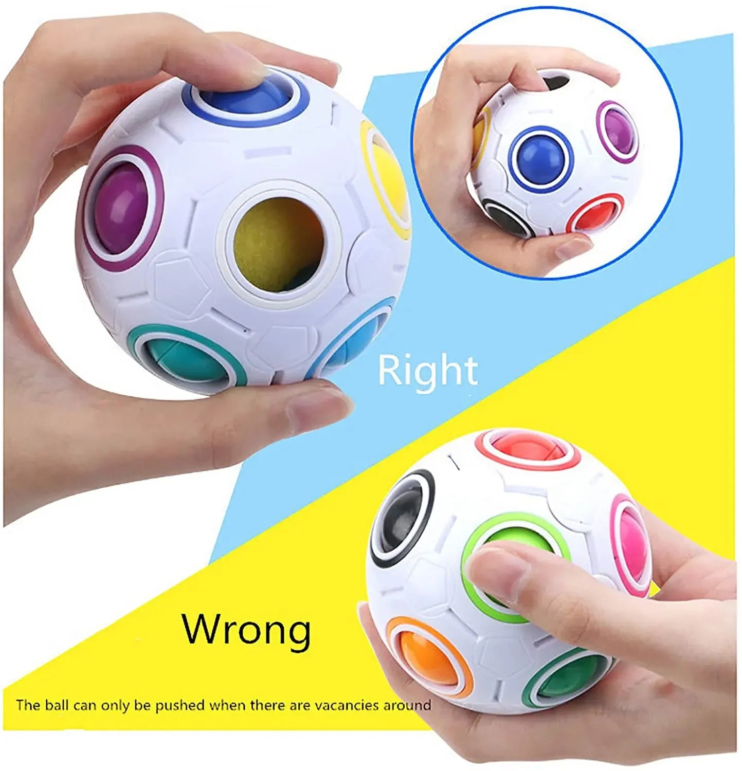 Rainbow Puzzle Ball Magic Speed Cube Ball Fun Stress Reliever Sensory Puzzle Fidget Ball for Kids Autism
