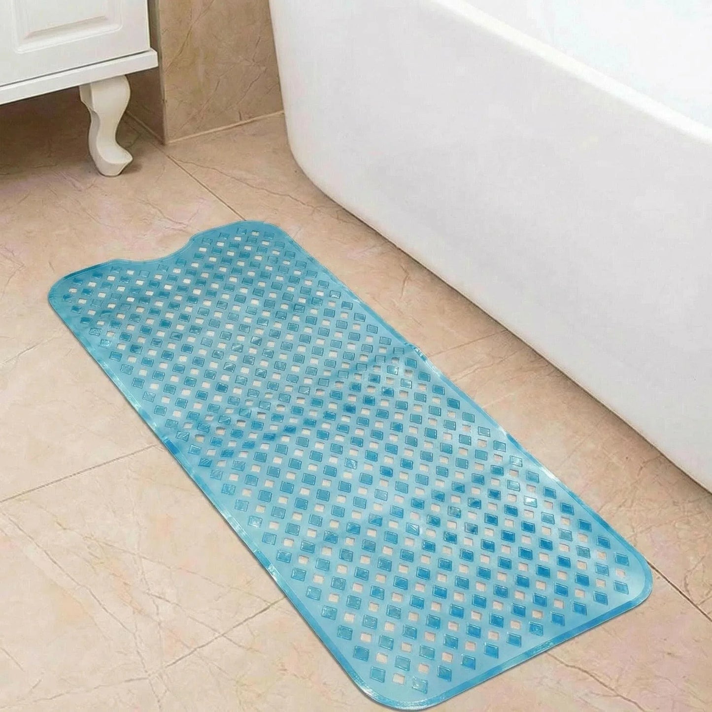 1pc Cartoon Extra Long Bathtub Mat 40x100cm Non-Slip Bathmat Suction Cups & Drain Holes