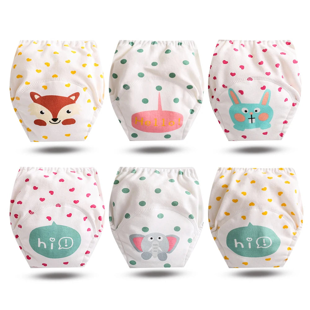8pcs/6pcs Washable Baby Potty Training Pants Reusable Toilet Trainer Panty Reusable Cloth Diaper