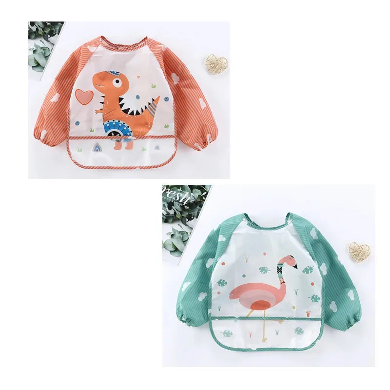Waterproof EVA Full Sleeve Baby Bibs Children Apron Long Sleeve Feeding Smock Kids Eating Breastplate Infant Scarf Clothing