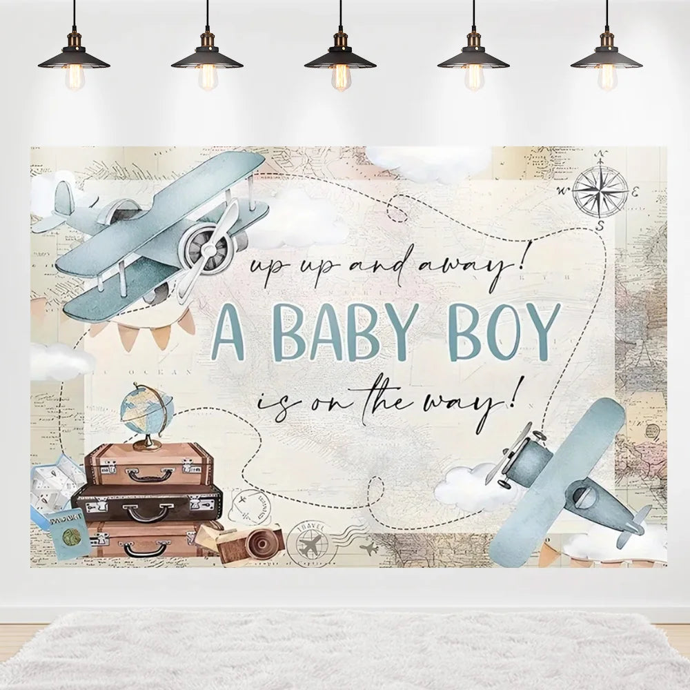 Welcome Baby Shower Newborn Background Decoration Girl Boy Birthday Party Backdrop Supplies Balloon Teddy Bear Photographic Prop