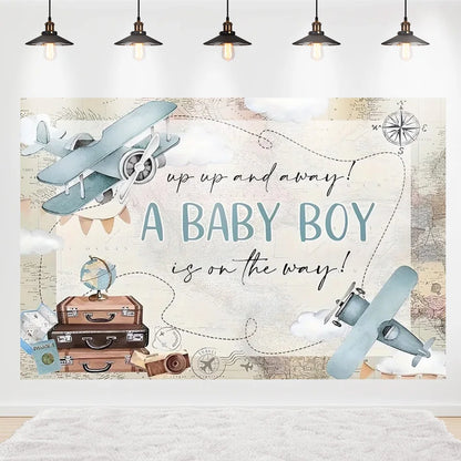 Welcome Baby Shower Newborn Background Decoration Girl Boy Birthday Party Backdrop Supplies Balloon Teddy Bear Photographic Prop